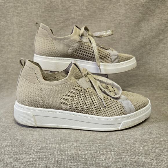 White Mountain Uncut Sneakers Lace Up Taupe Woven Stretch Fabric Padded  Insole - Picture 1 of 13